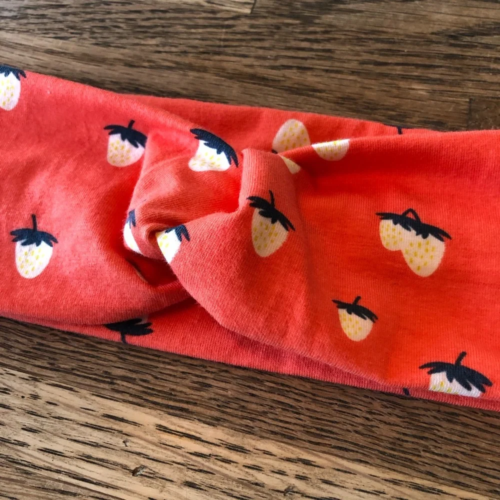 Summer Strawberry Twist Wide Headband NEW